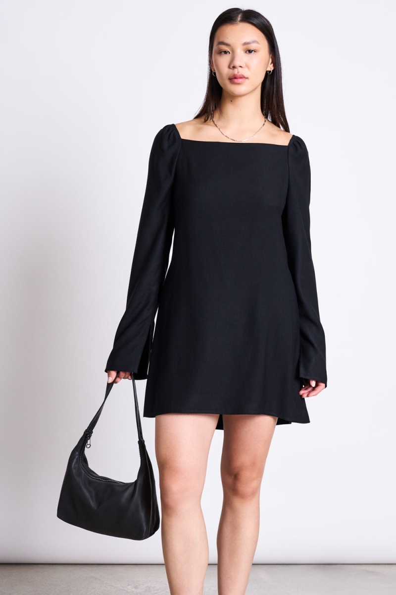 JAN 'N JUNE  Mini-Jurk Met Vierkante Hals Glad Black
