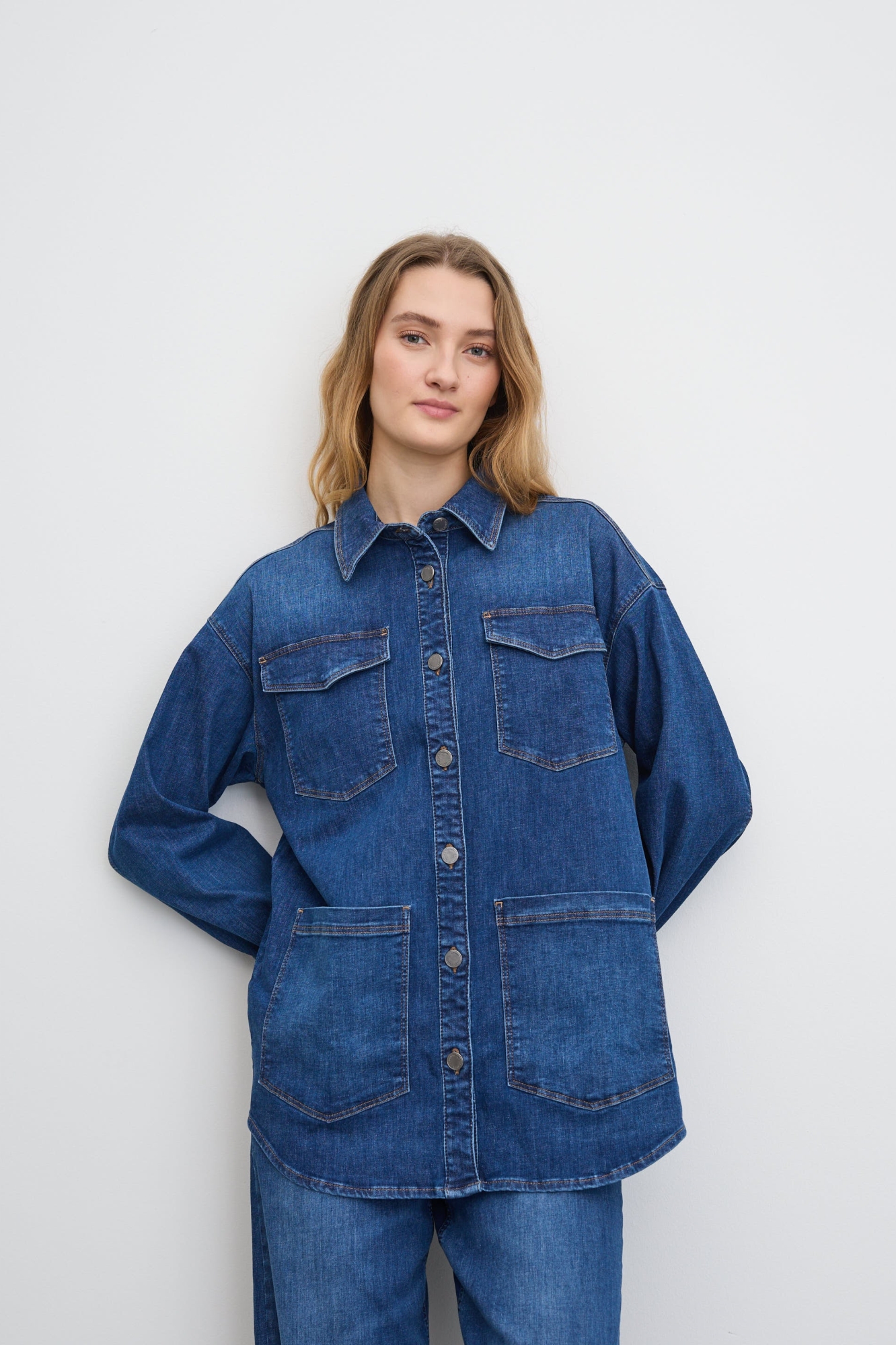 LAURIE  Overhemdjack Mille Ls Washed Blue Denim