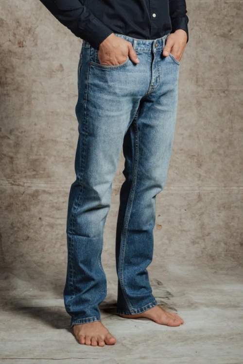 Kuyichi mannen vegan Spijkerbroek Nick Straight College Indigo