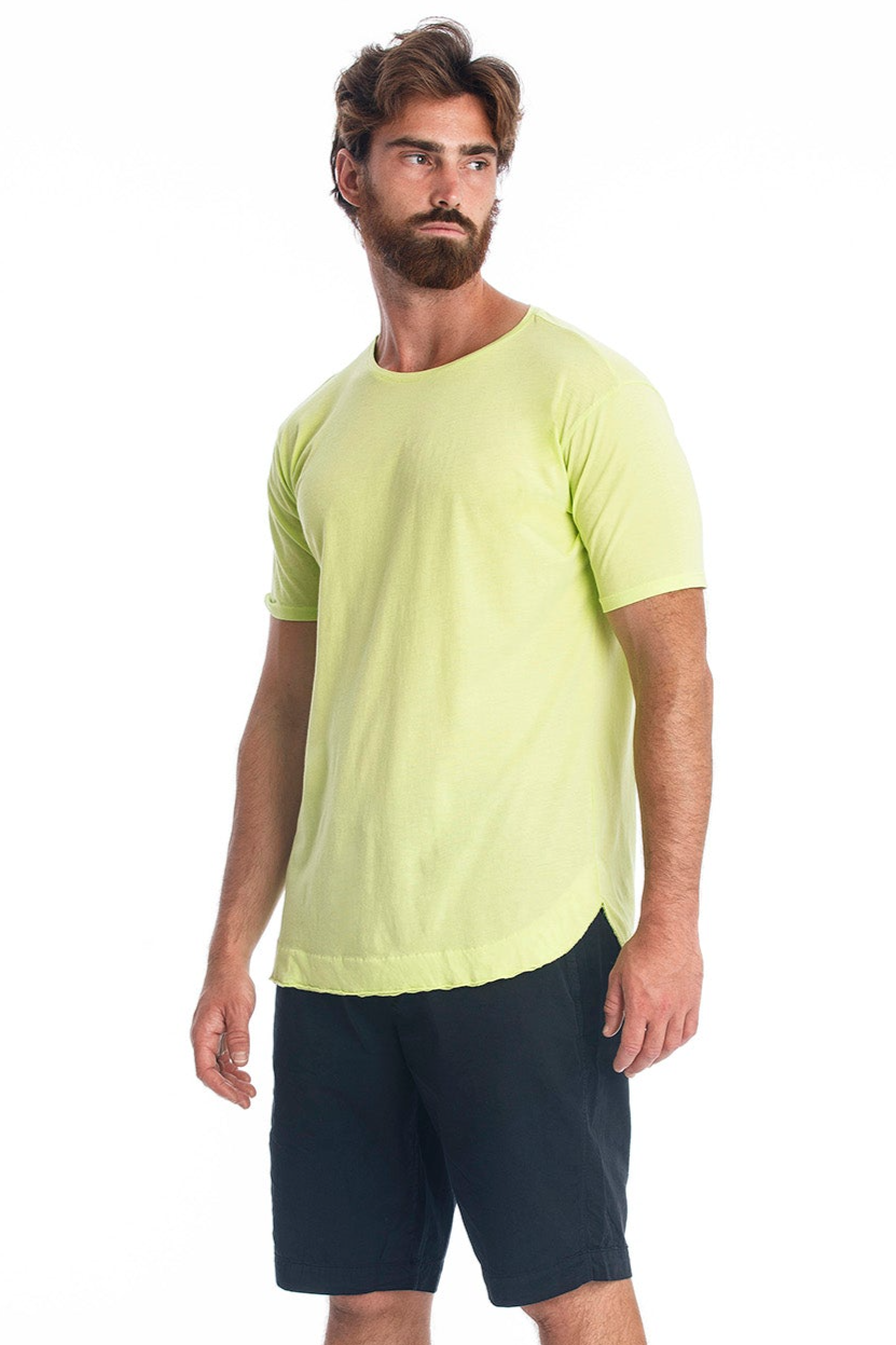 RAVENS VIEW IBIZA mannen vegan Tee Rick Curved Lime Geel/Groen