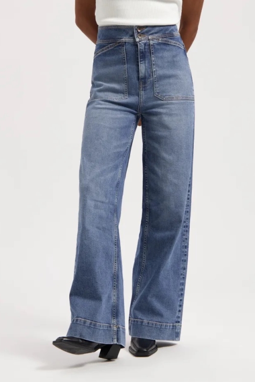 Kuyichi  Jeans Farrah Worker Medium Aged Blauw