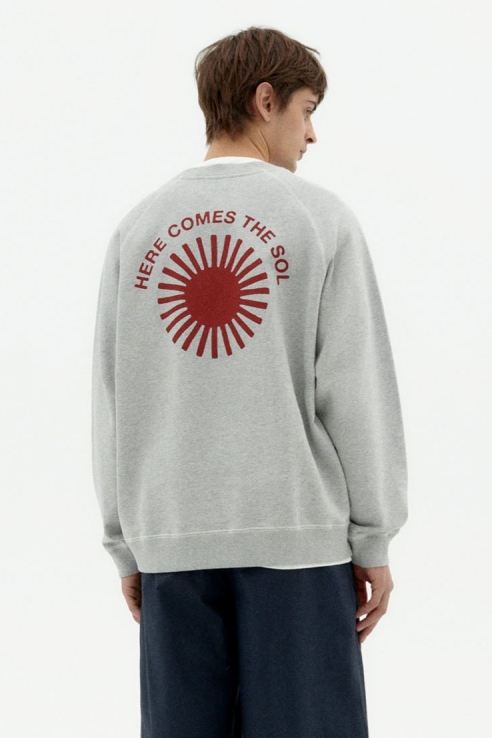 Thinking MU mannen vegan Sweatshirt Retro Sun Pepe Grijs