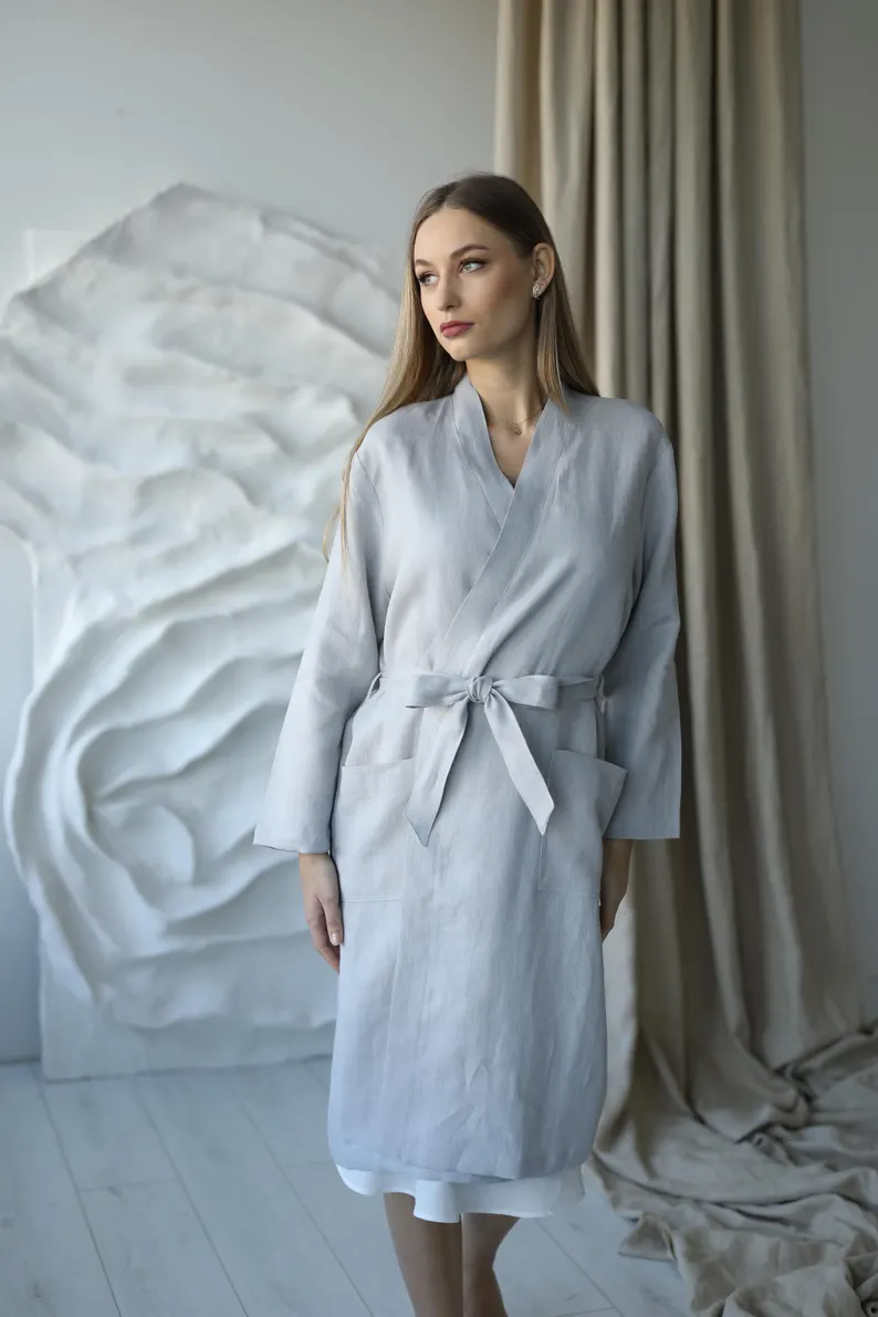 Amber Linen  Robe Mona Grey