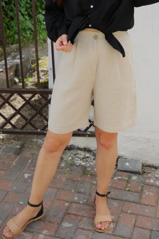 Amber Linen  Shorts Bermuda Jakarta Pale Sand