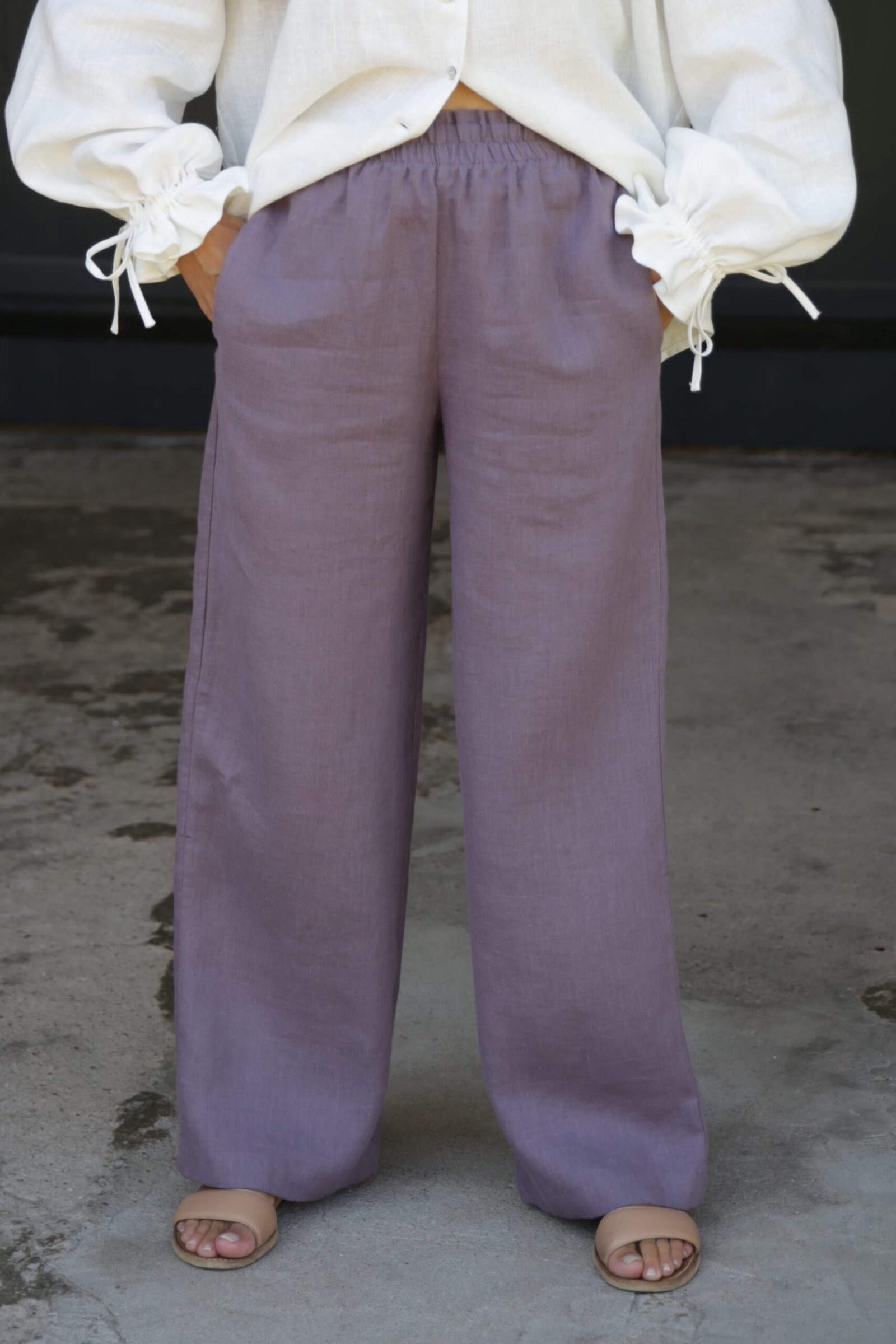 Amber Linen  Broek Positano Lavendel Paars