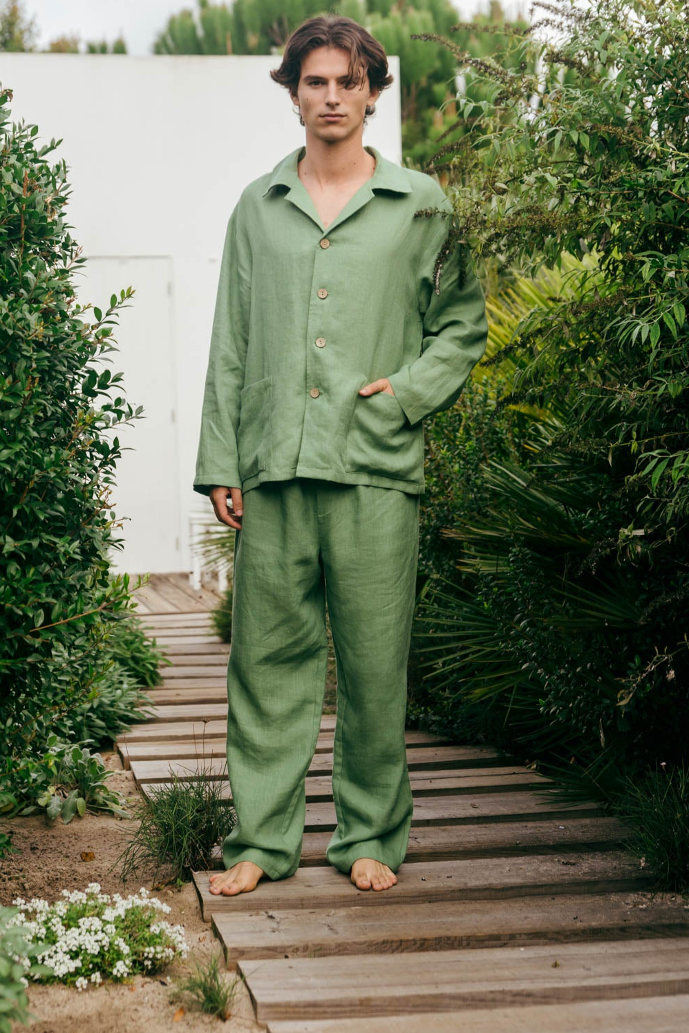 AmourLinen mannen vegan Loungewearset Oliver Matcha Groen