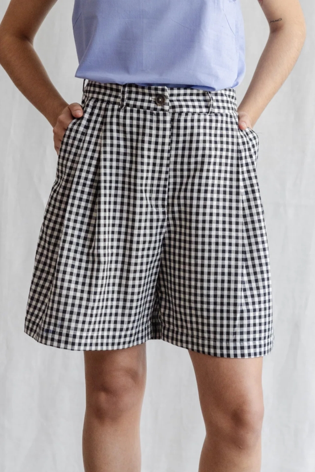 Jyoti - Fair Works  Shorts Kamalia Geruit Zwart & Wit