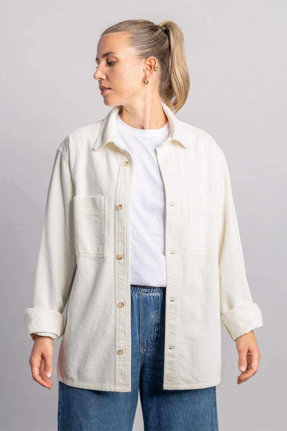DIRTS  Overshirt Cord Ongeverfd Wit