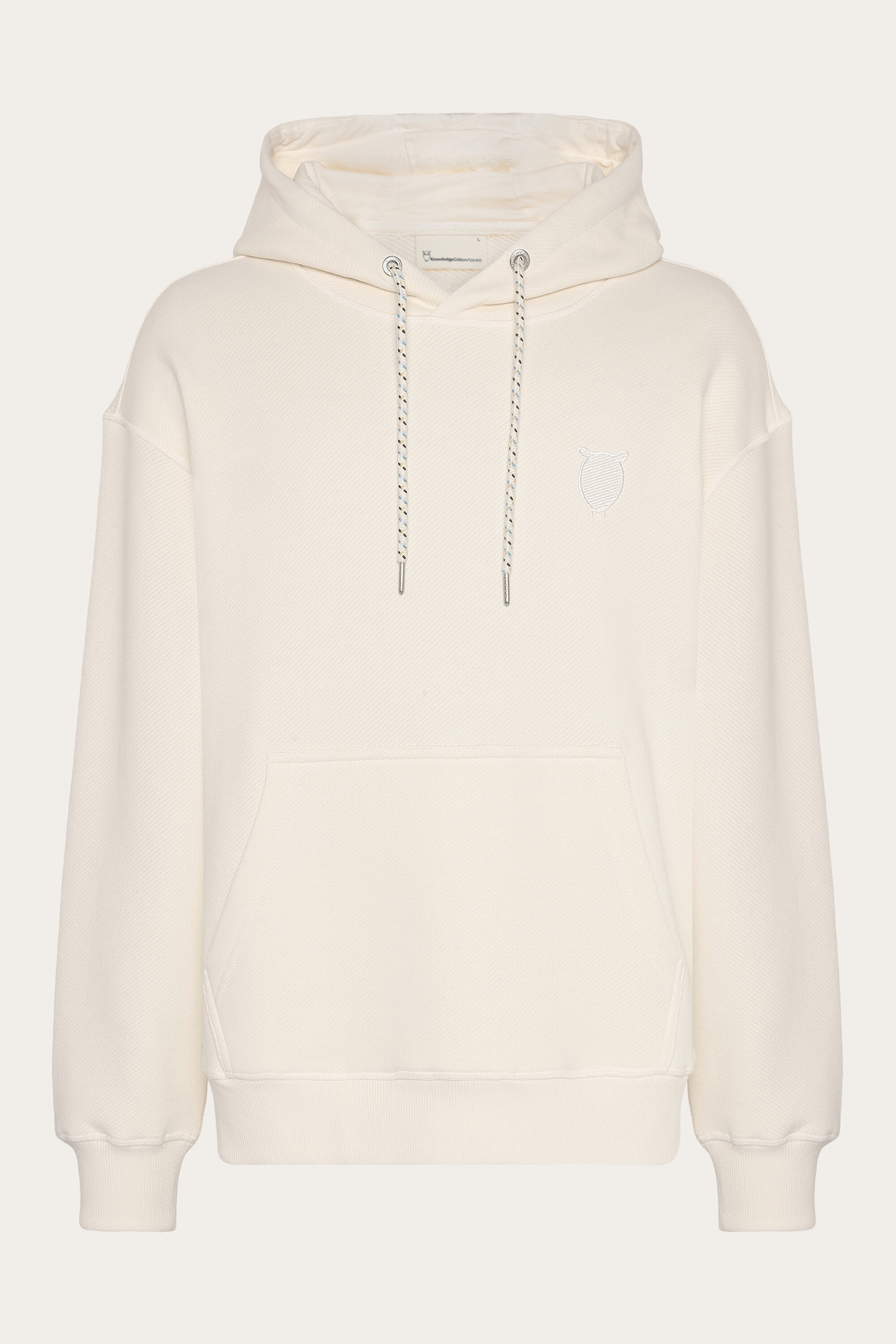 KnowledgeCotton Apparel mannen vegan Hoodie Met Losse Pasvorm En Kangoeroezak, Wit.