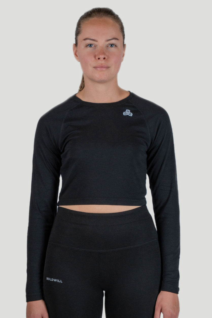 Boldwill  Crop Top Longsleeve Hout Zwart