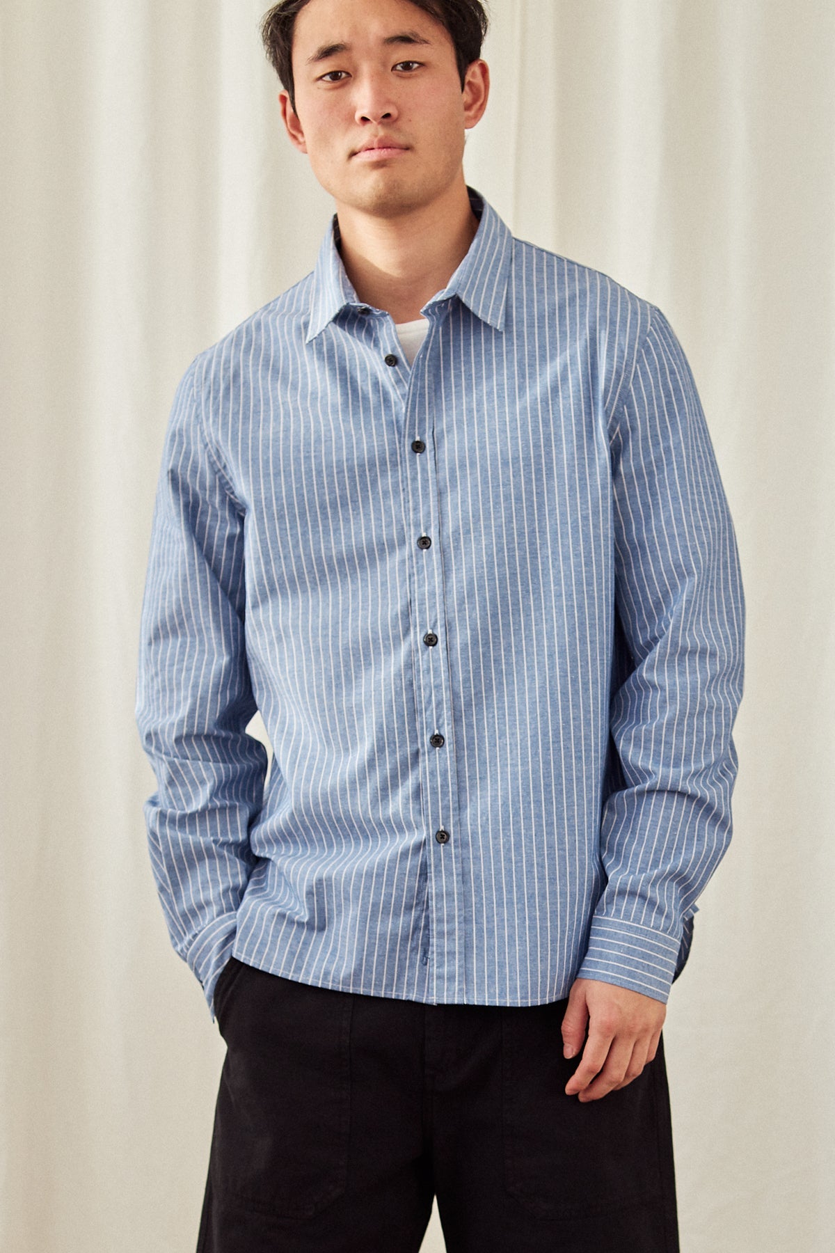 TWOTHIRDS mannen vegan Shirt Ducos Blauwe Strepen