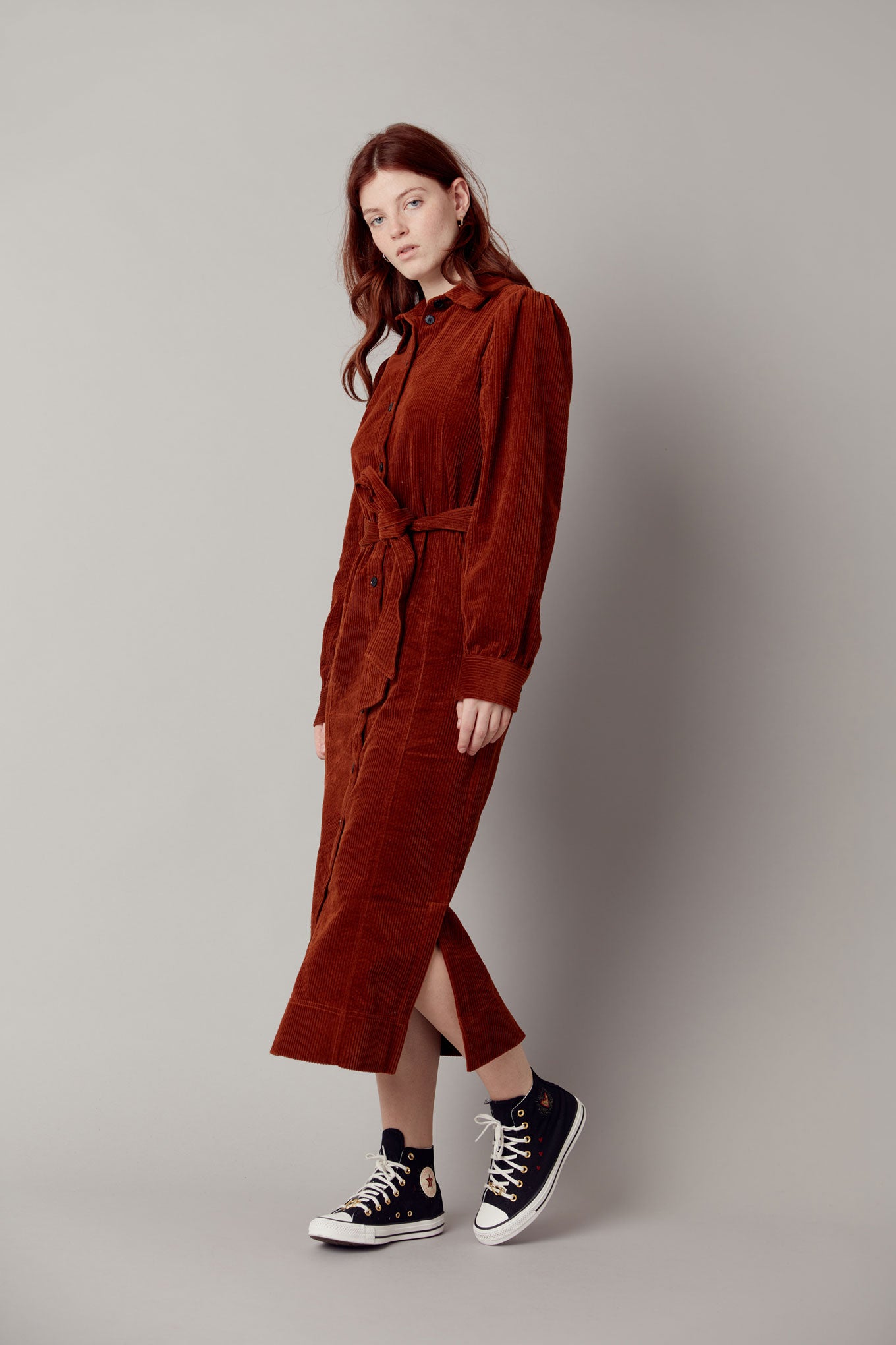 KOMODO  Corduroy Jurk Reina Biologisch Katoen Kastanjerood