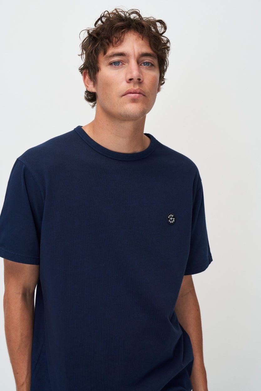 Kuyichi mannen vegan T-Shirt Liam Marineblauw
