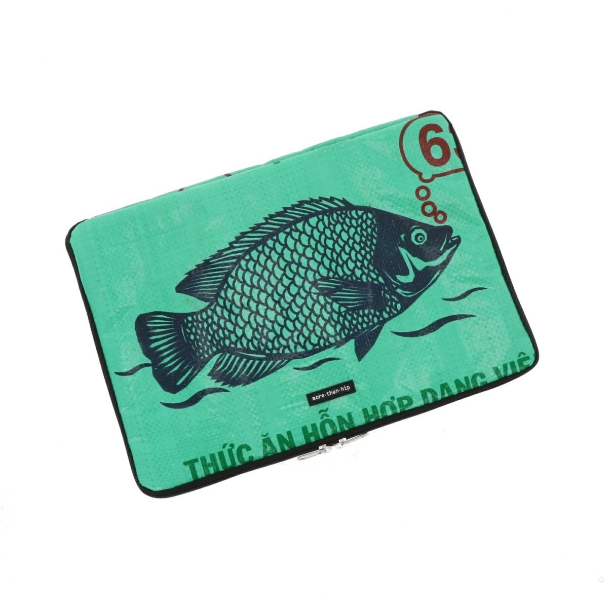15,6 inch laptophoes van gerecyclede visvoerzakken - Manoa - vis groen