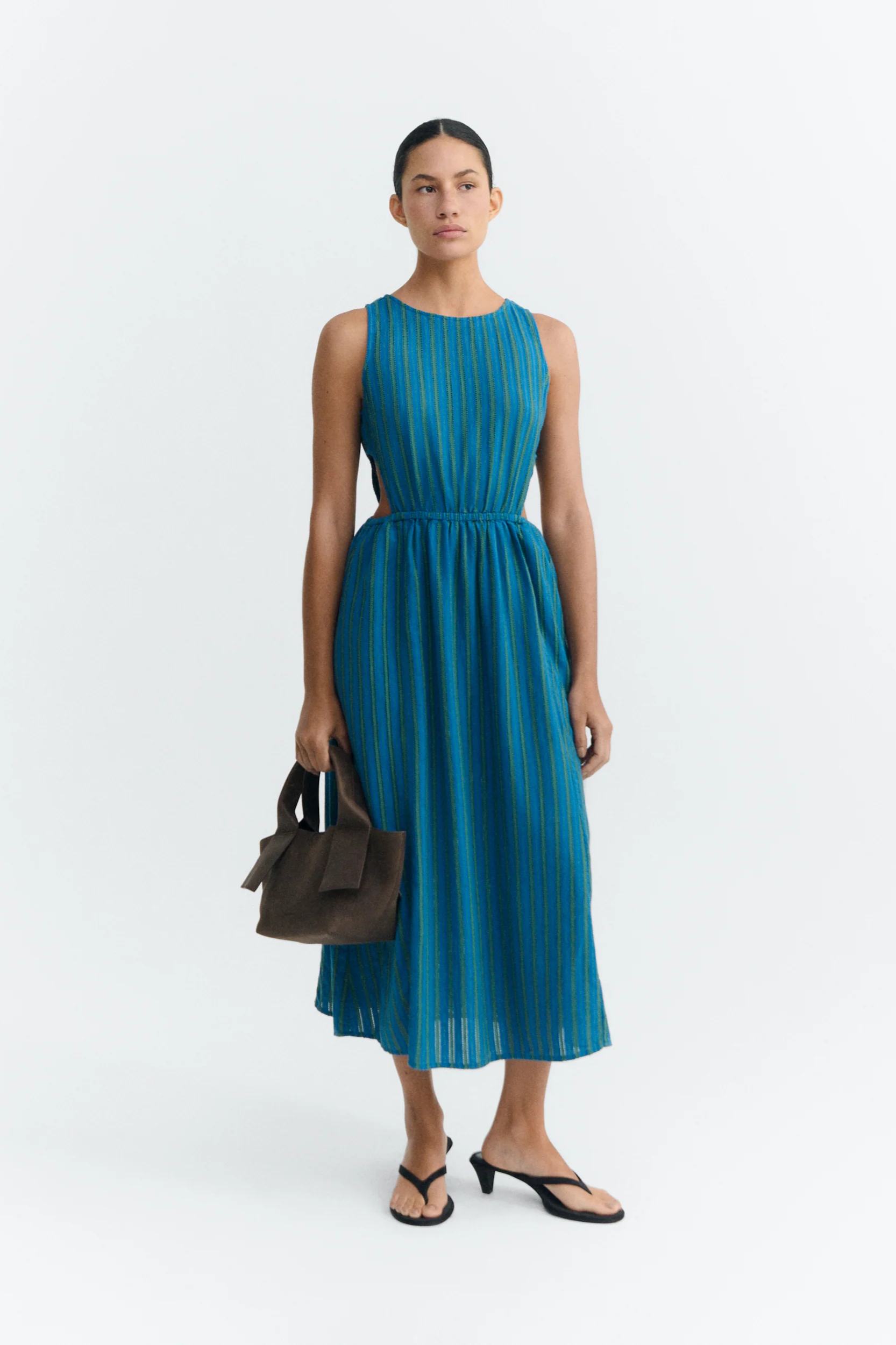 Thinking MU  Midi-Jurk Kin Windsor Strepen Blauw