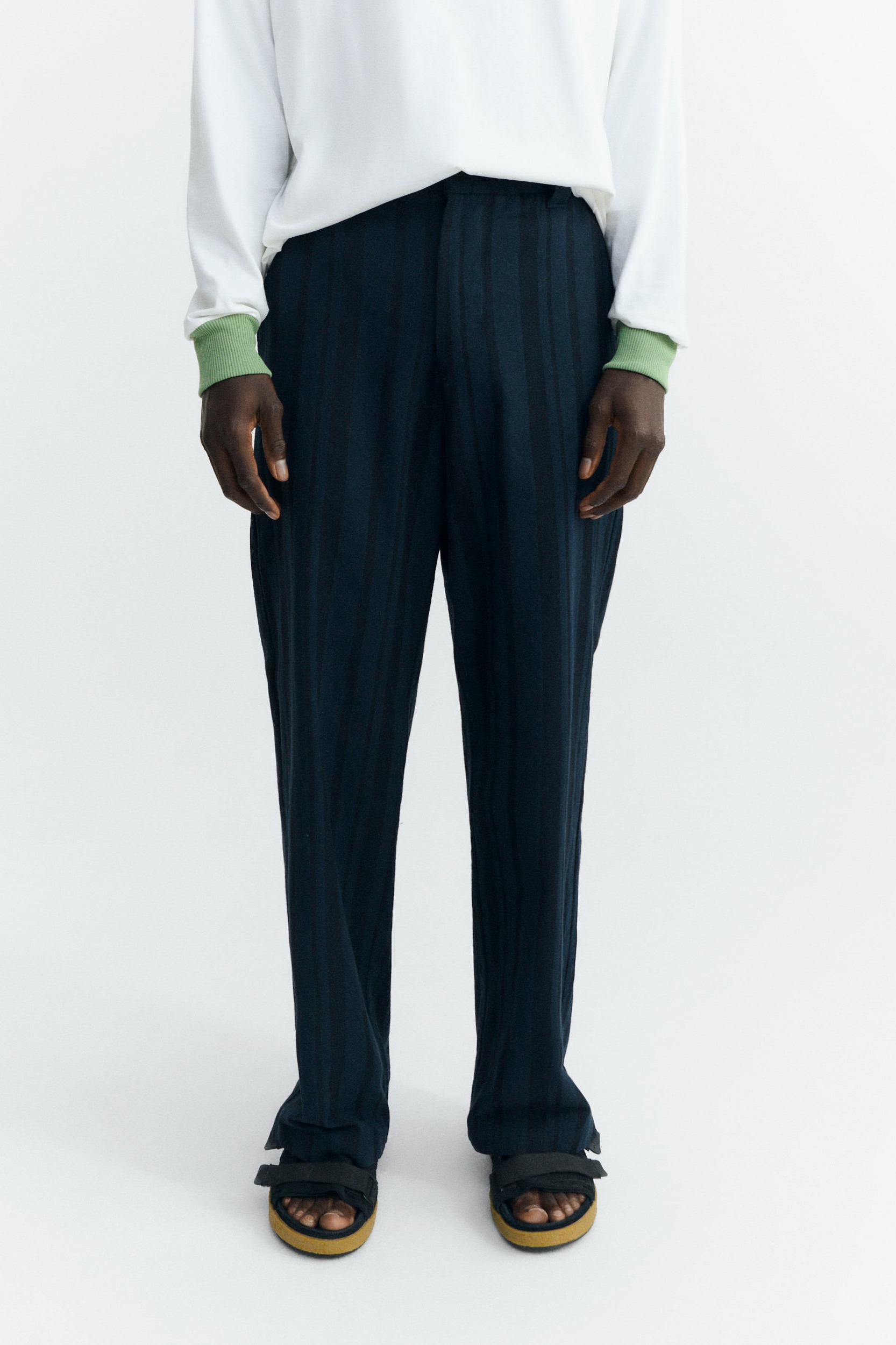 Thinking MU mannen vegan Marc Broek Los Model Marineblauw Met Strepen
