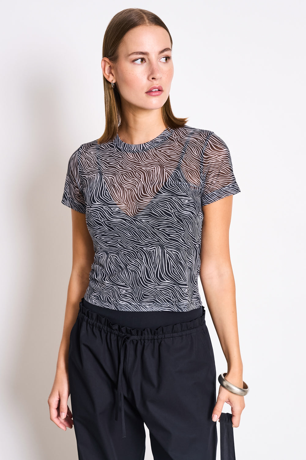 JAN 'N JUNE  T-Shirt Van Mesh Met Zebraprint