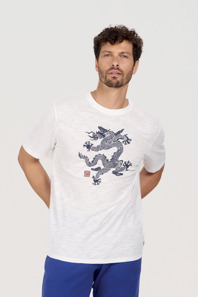 KOMODO mannen vegan T-Shirt Draak 25 Wit