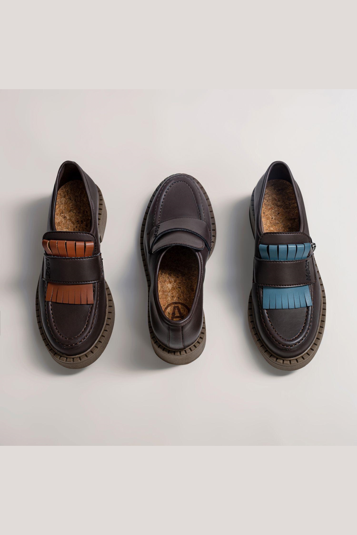 AGAZI  3 In 1 Loafers Diane Donkere Zool Chocolade Bruin