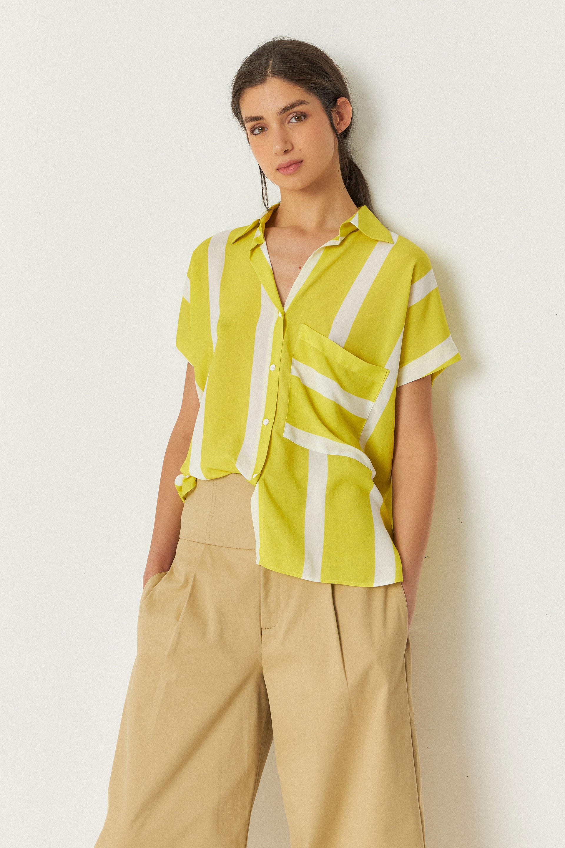SKFK  Shirt Ã‰Ã©n Wit/Geel