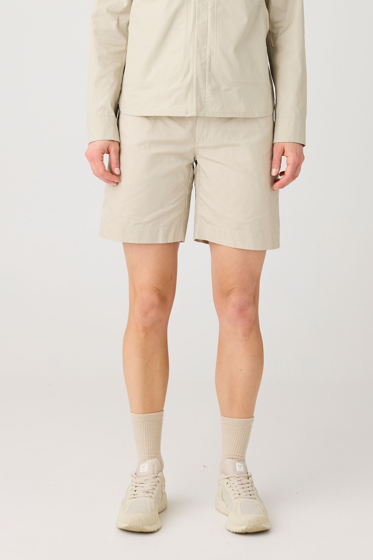 KnowledgeCotton Apparel mannen vegan Shorts Vent Canvas 200 Licht Vedergrijs