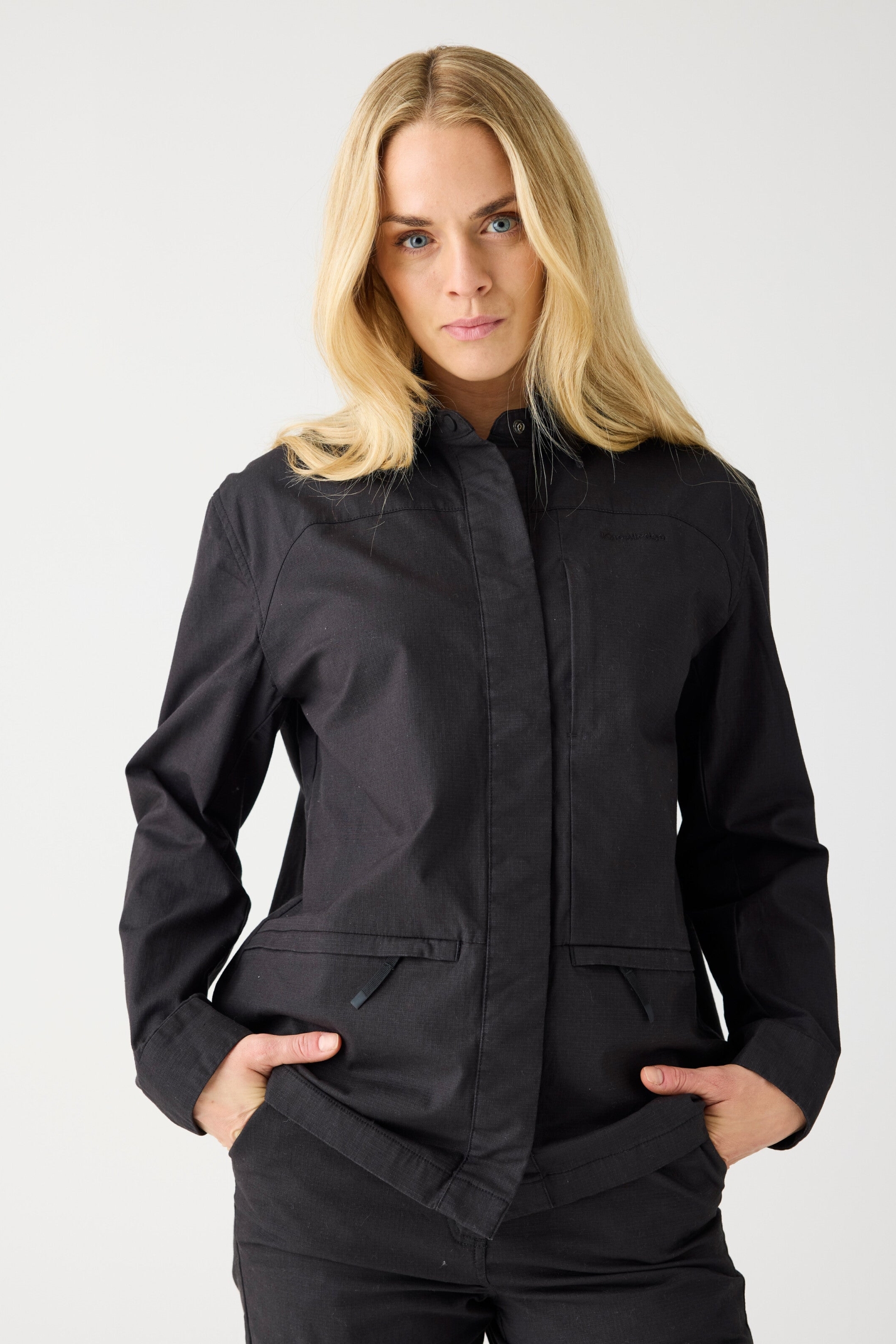 KnowledgeCotton Apparel  Overhemd Ripstop Zwart Jet