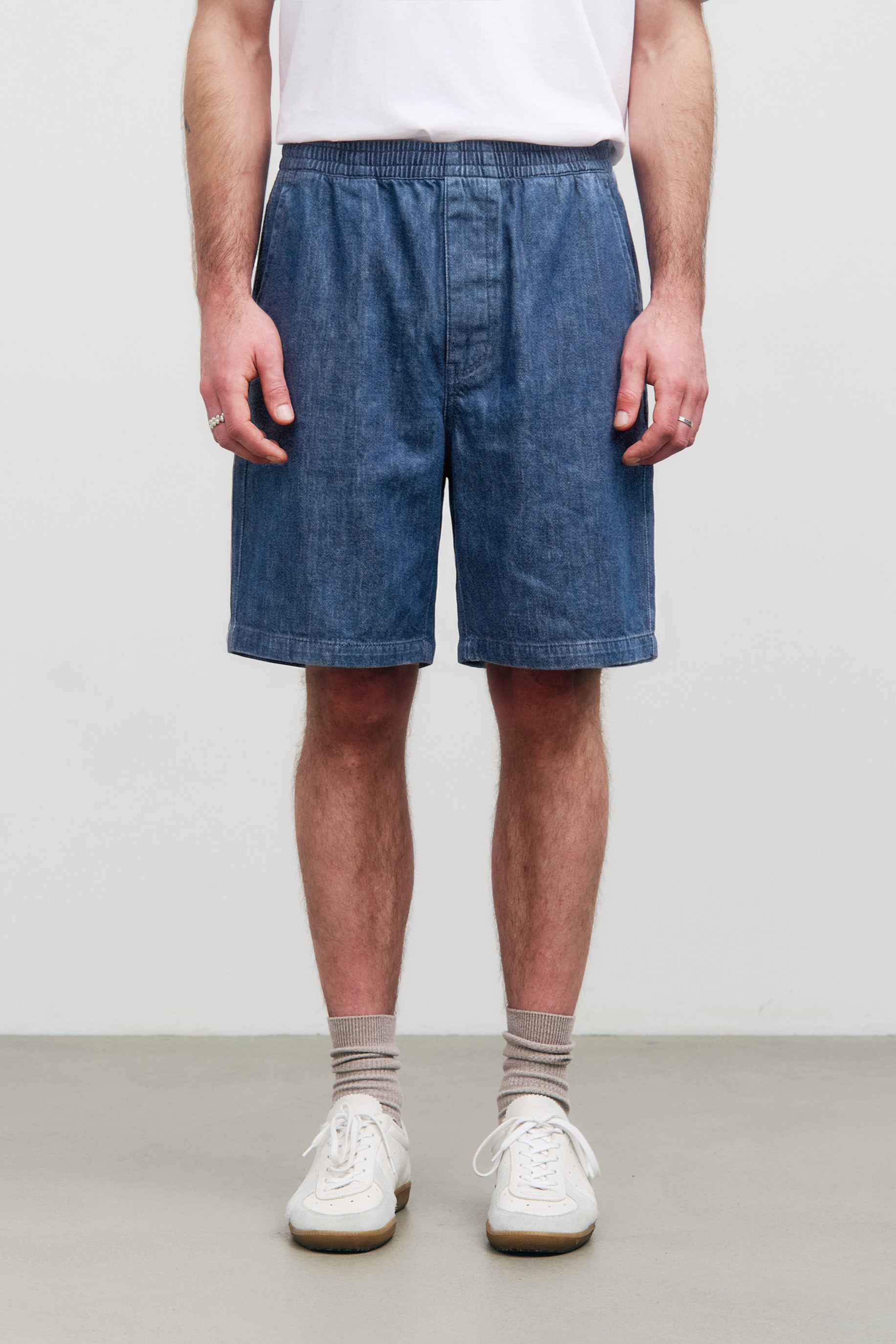 Rotholz mannen vegan Brede Denim Shorts In Blauw