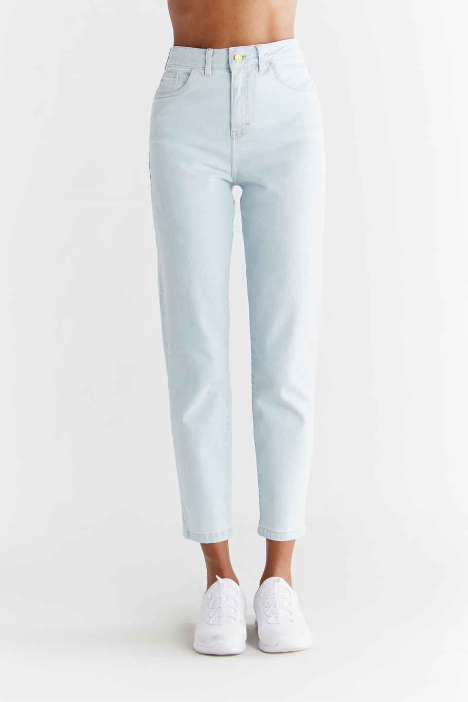 Evermind  Jeans Mom Fit Ijsblauw
