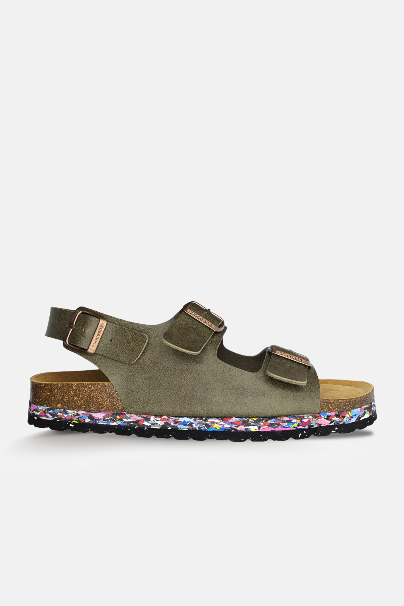 Nuoceans mannen vegan Sandalen In Mosgroen Kaki