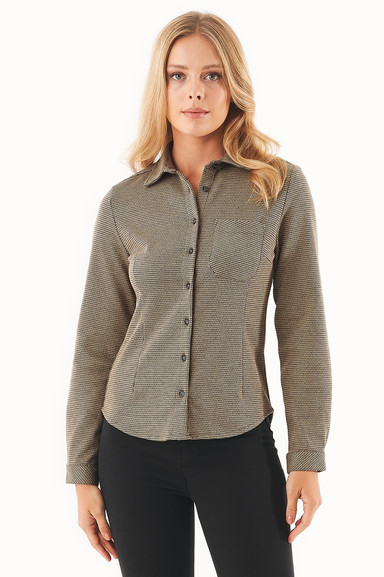 ORGANICATION  Blouse Bio-Katoen Zwart Camel