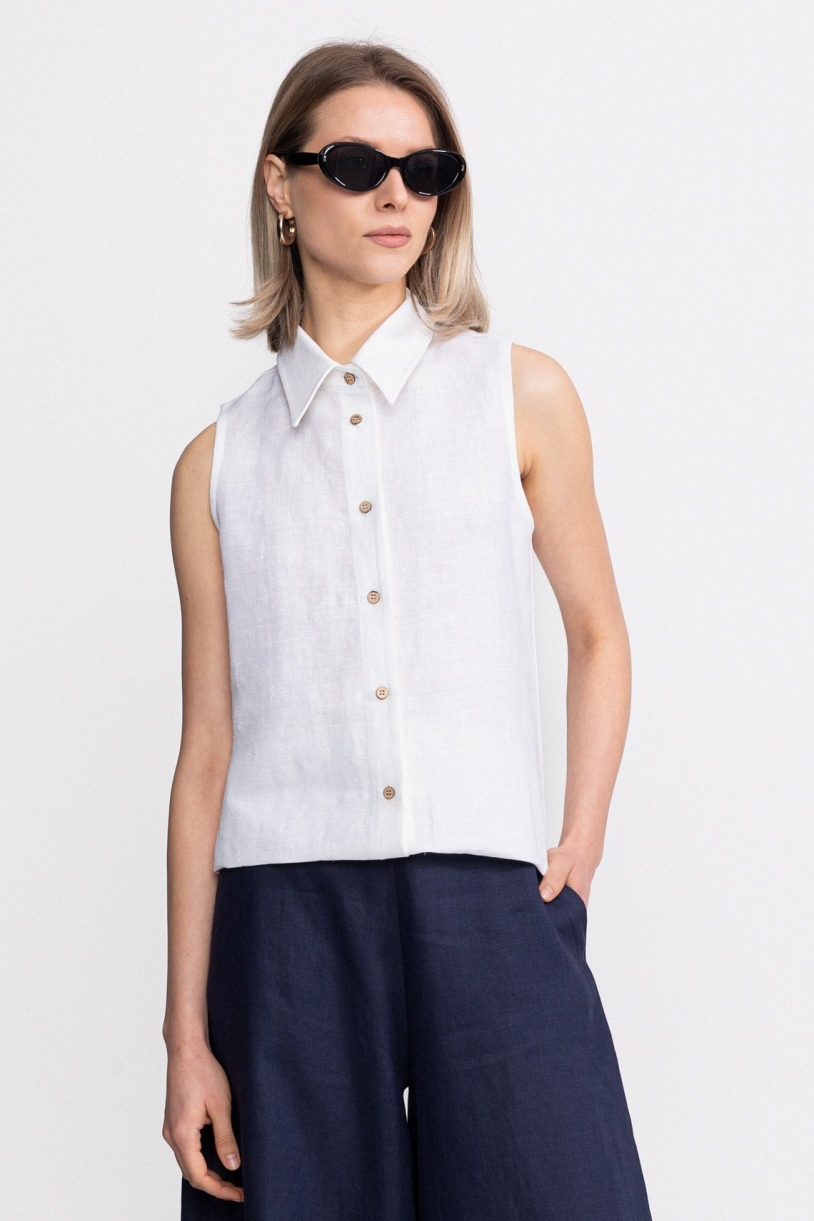 De IONESCU  Mouwloos Shirt BÃ¢rsana Wit