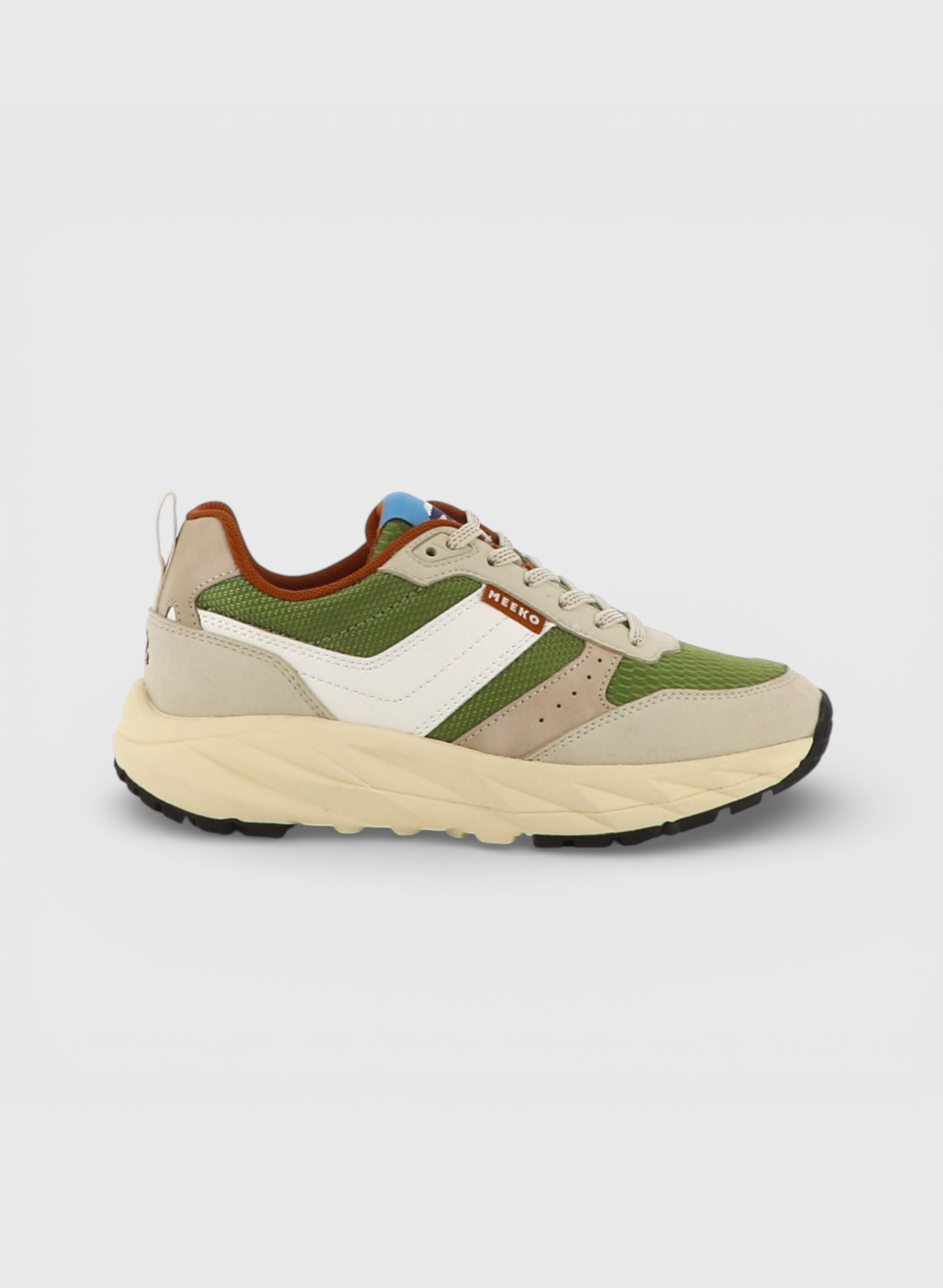 MEEKO mannen vegan Sneakers Pongo Epsom Olijfgroen