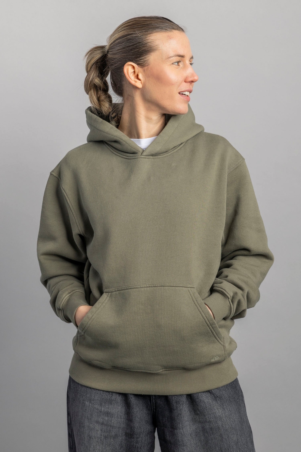 DIRTS mannen vegan Hoodie Oversized In Stoffige Olijfgroen