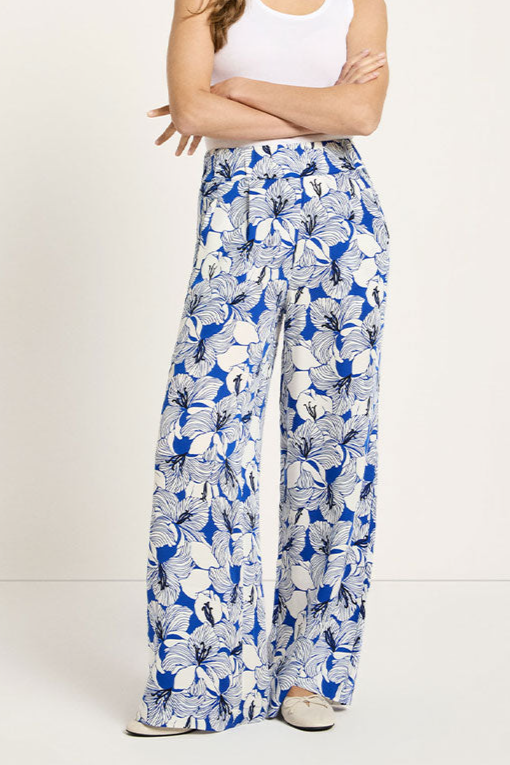 Lanius  Broek Met Wijde Pijpen Bloom Lapis Blauw/Wit