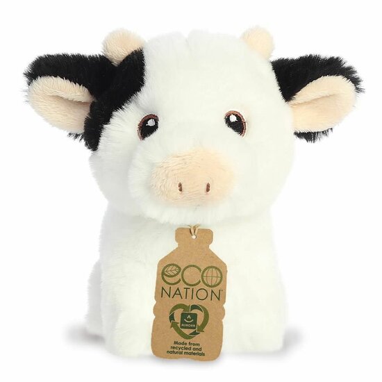 Eco Nation mini knuffeldier gemaakt van gerecycled materiaal - Koe