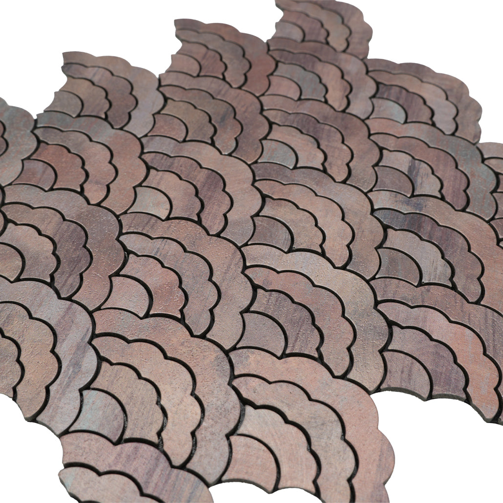 Zelfklevende Mozaïektegels Metaal | Waaier Mauve | 26,8×28,1 cm | Keuken, Bad & WC