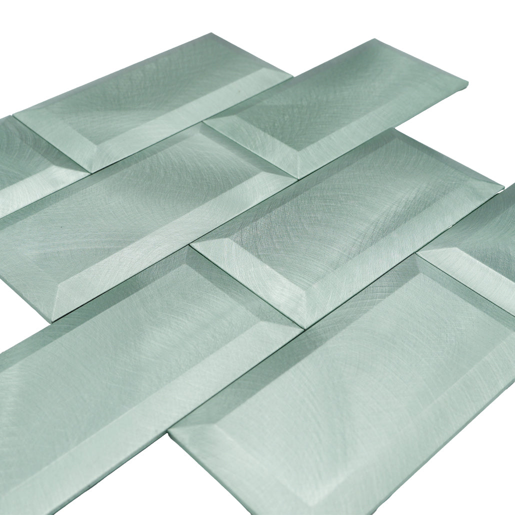 Zelfklevende Mozaïektegels Metaal | Subway 3D Pastelgroen | 30,5×30,5 cm | Keuken, Bad & WC