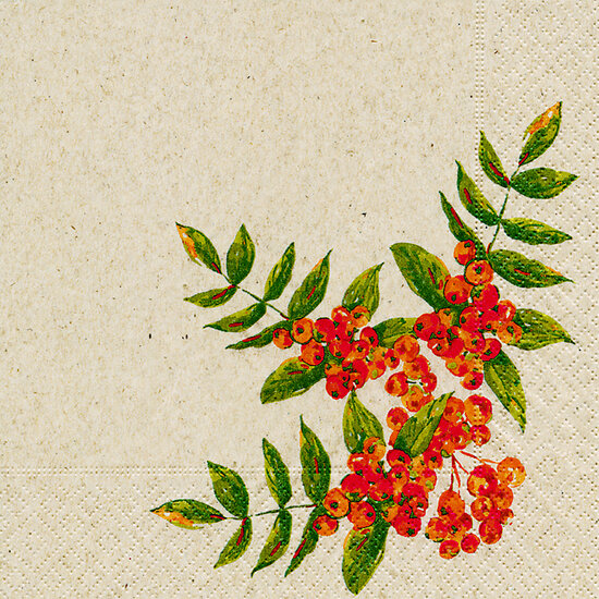 Naturals servet Rowan Berry, 33x33cm gerecycled/ongebleekt