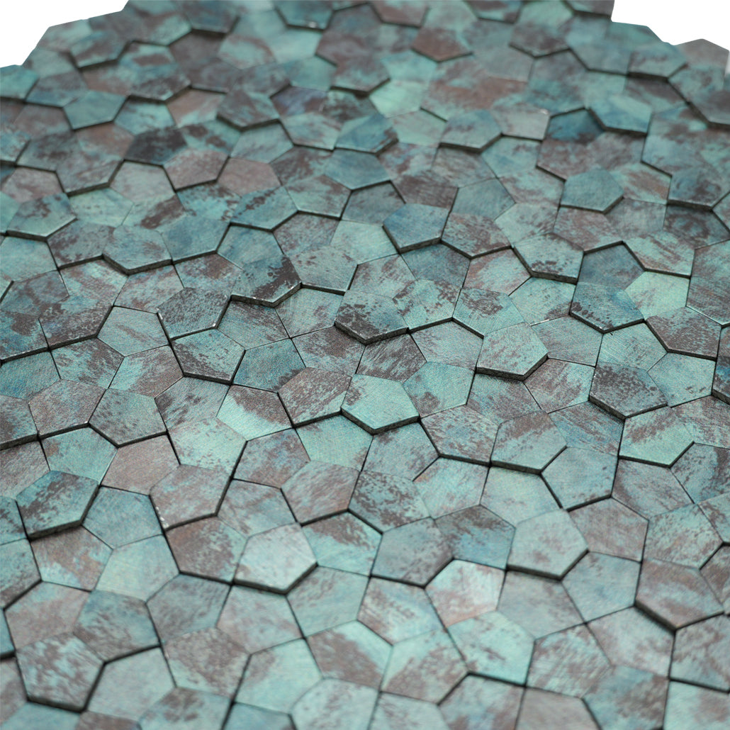 Zelfklevende Mozaïektegels Metaal | Pentagon 3D Patina Koper | 28,2×28,2 cm | Keuken, Bad & WC