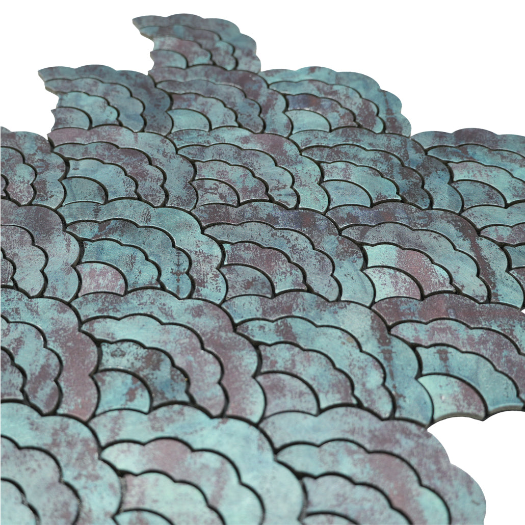 Zelfklevende Mozaïektegels Metaal | Waaier Patina Koper | 26,8×28,1 cm | Keuken, Bad & WC