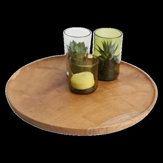 Rond Teakhouten decoratie bord 38cm - grote schaal van hout
