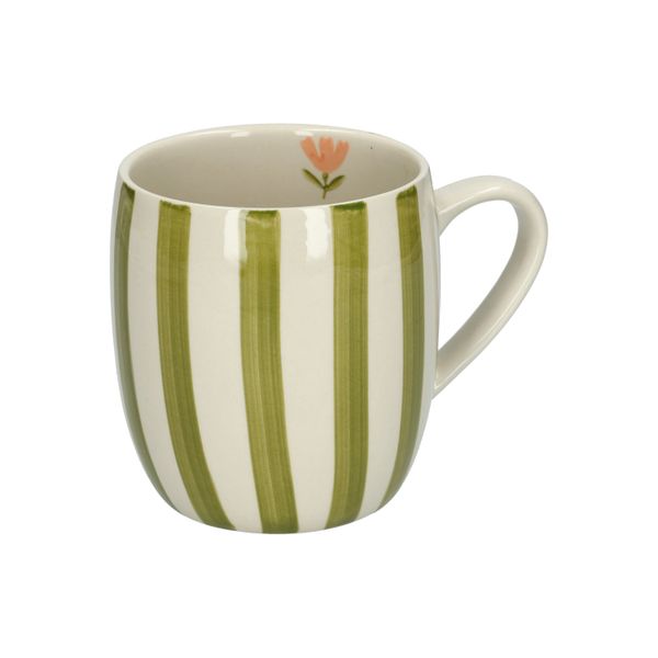 Theemok, steengoed, groen gestreept, Ø 9,5 cm