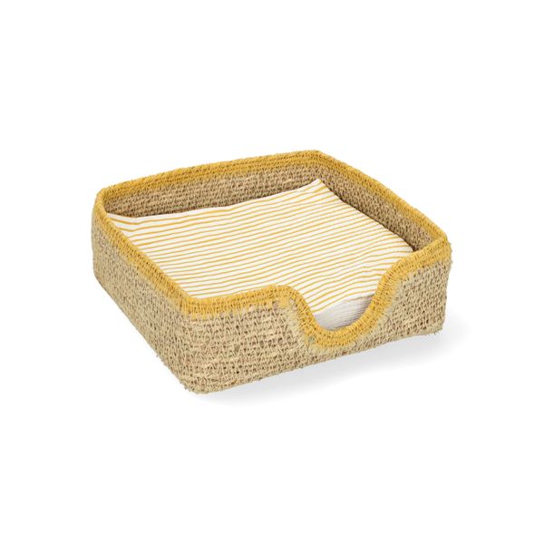 Servethouder, zeegras, geel, 17 cm x 17 cm
