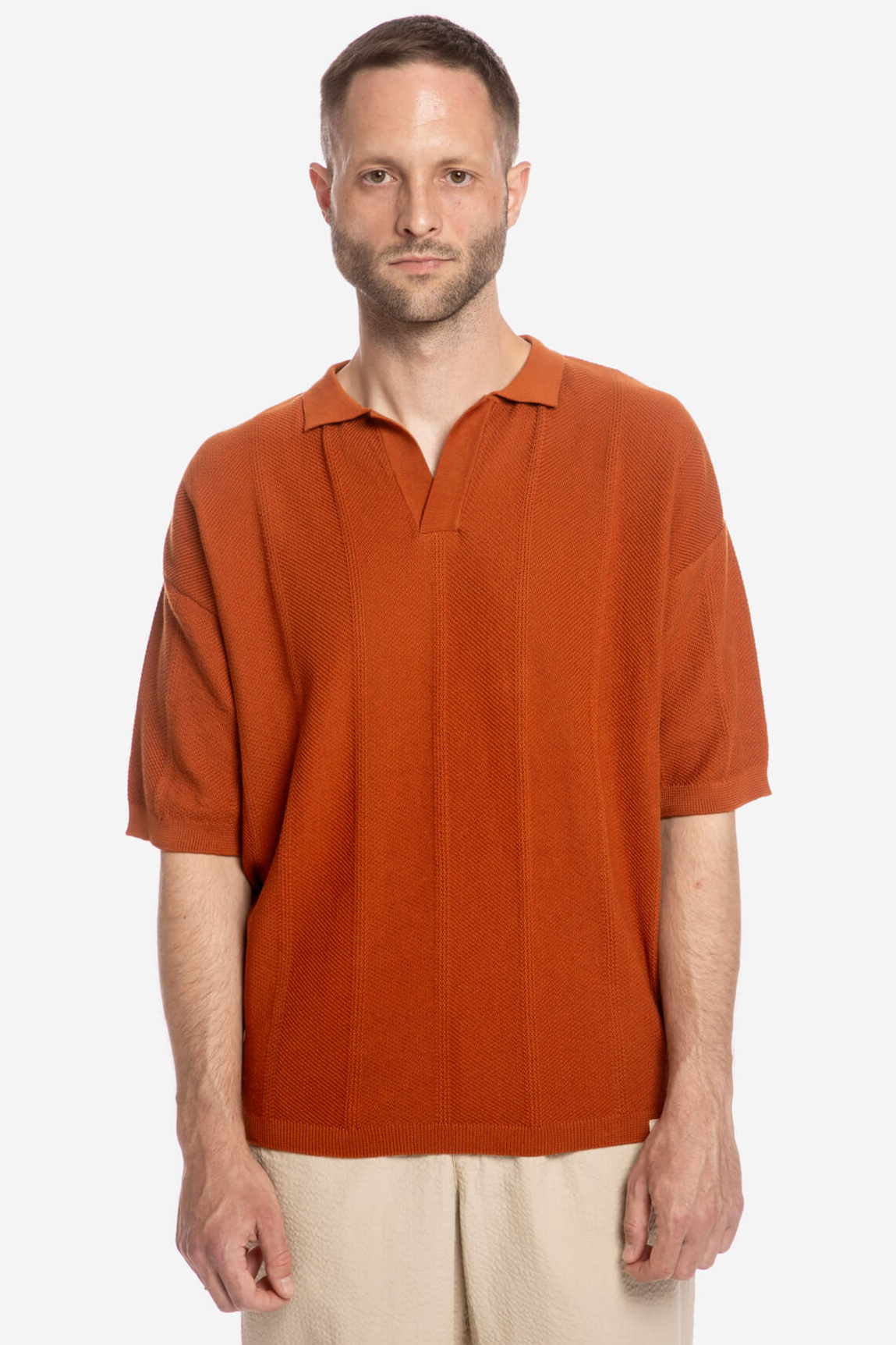 MATONA mannen vegan Poloshirt In Pecannootbruin