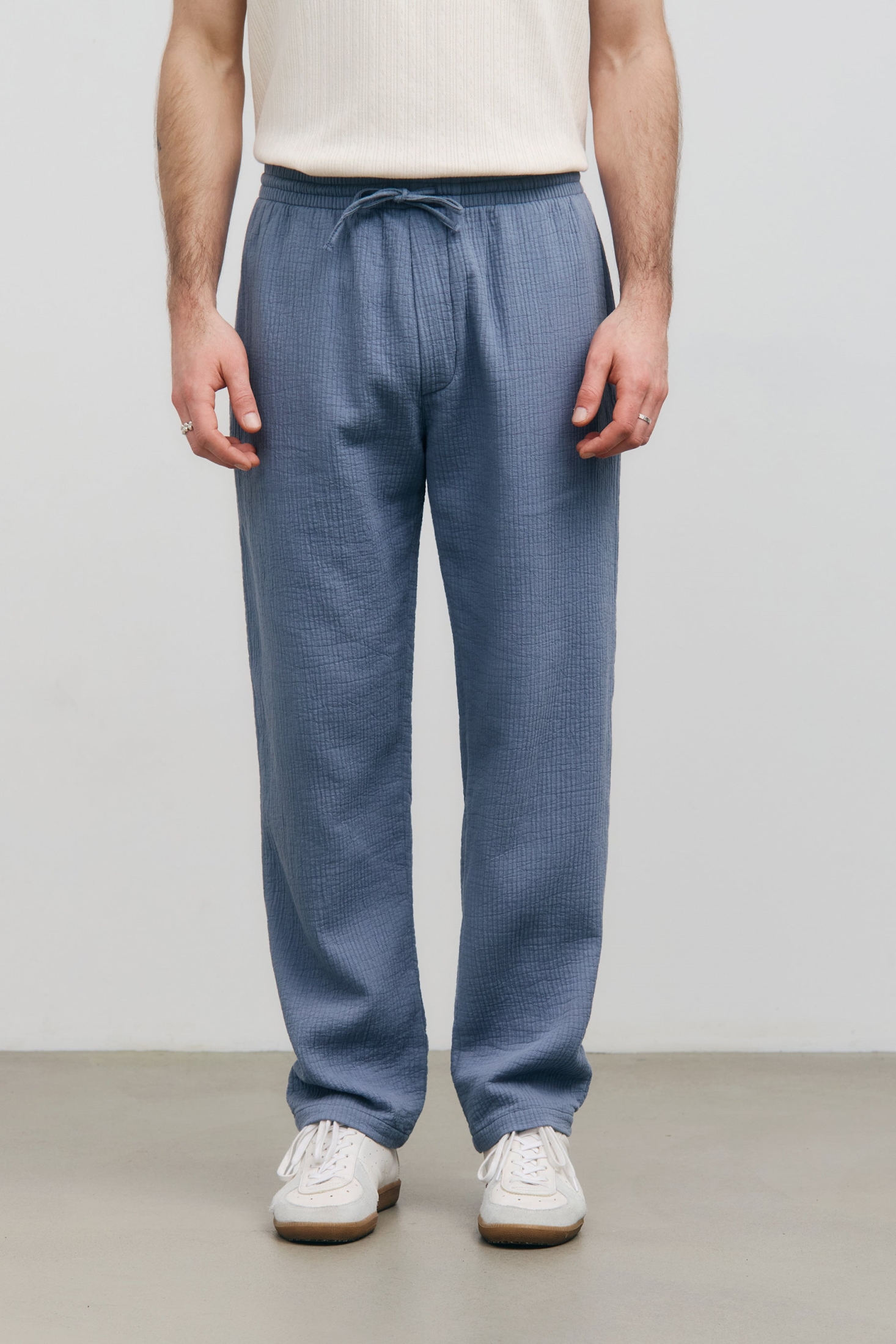 Rotholz mannen vegan Broek Met Krijtstreepjes, Steenblauw
