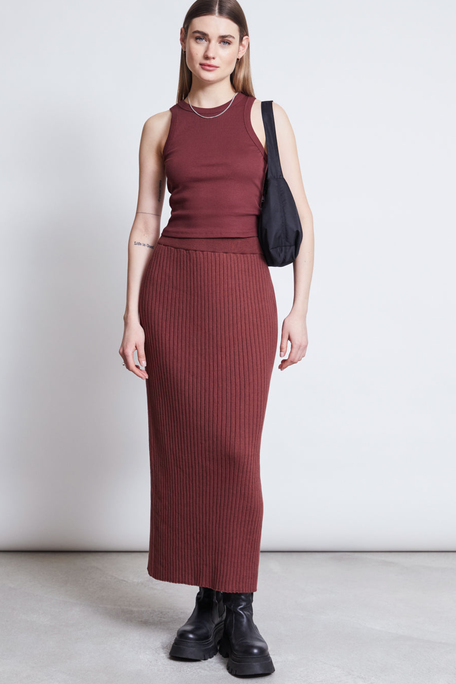 JAN 'N JUNE  Midi Gebreide Rok Ebba Intense Rust