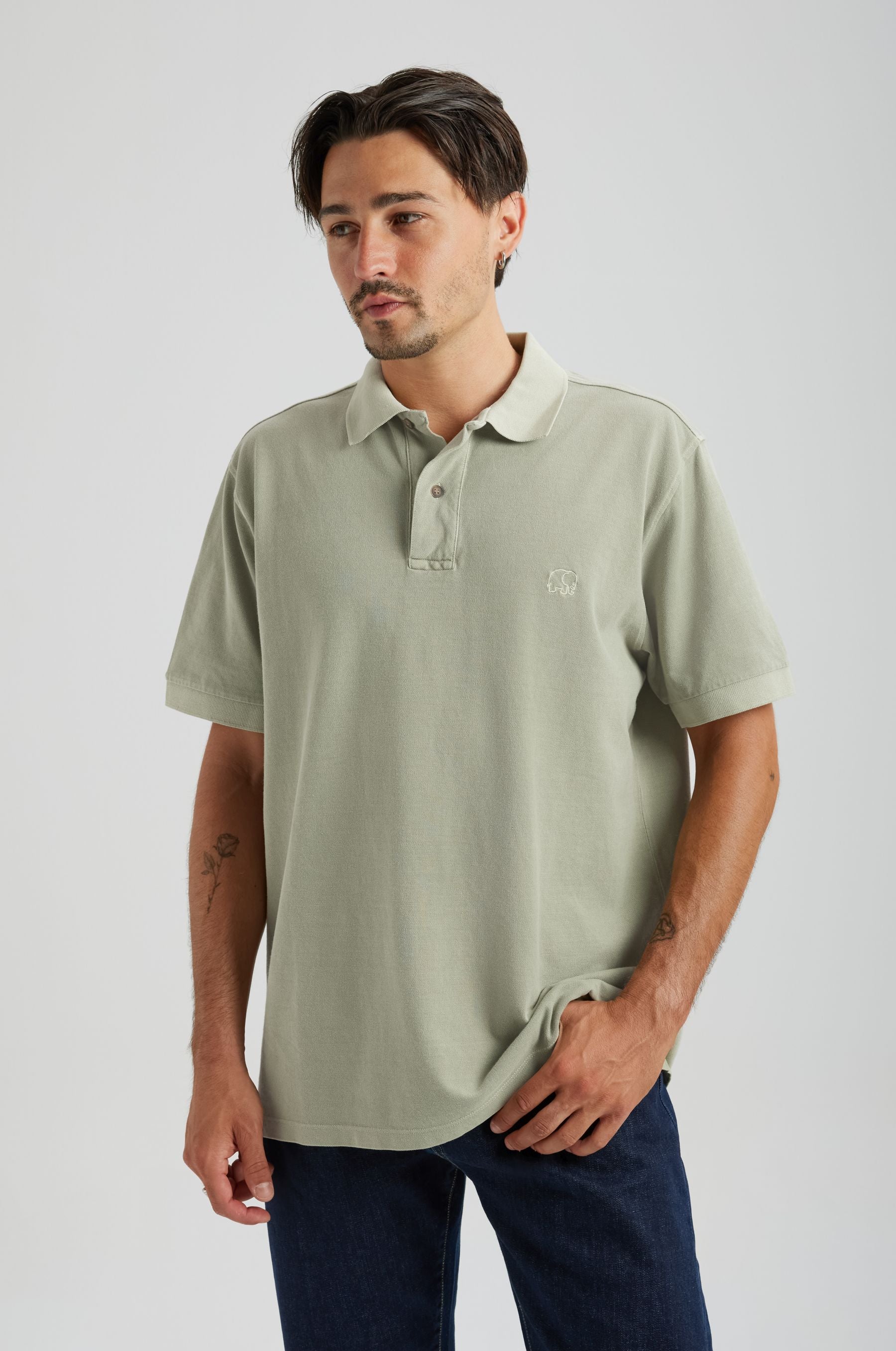 Trendsplant mannen vegan Polo Essential Sunwashed Seagrass