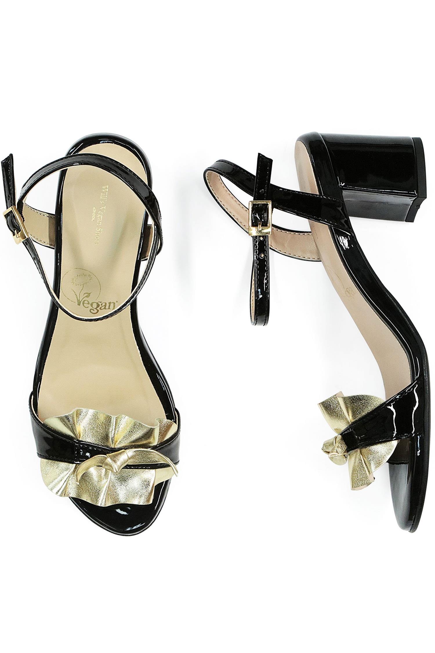 Will's Vegan Store  Sandalen Ruffle Zwart & Goud