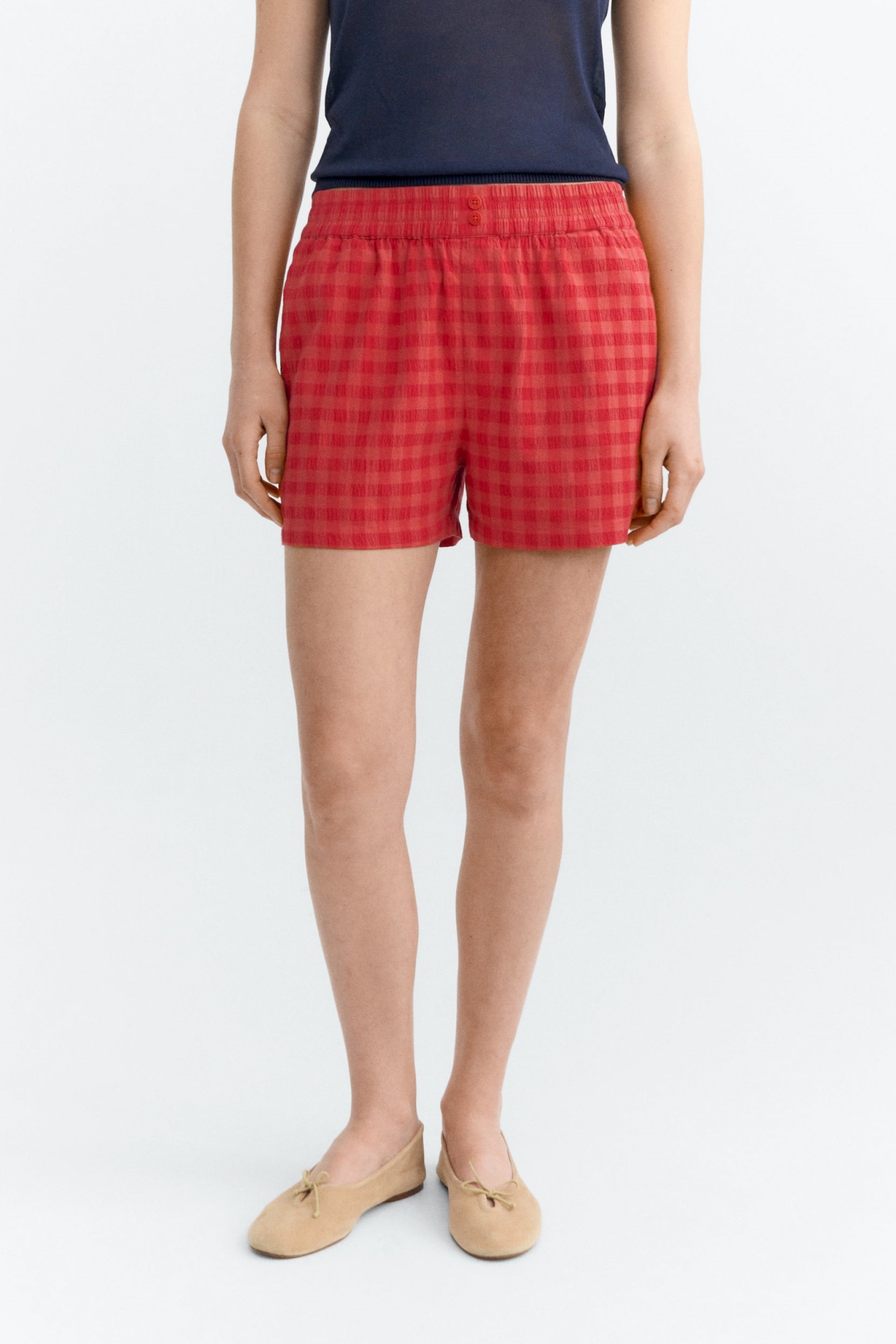 Thinking MU  Shorts Van Seersucker In Geraldine-Rood