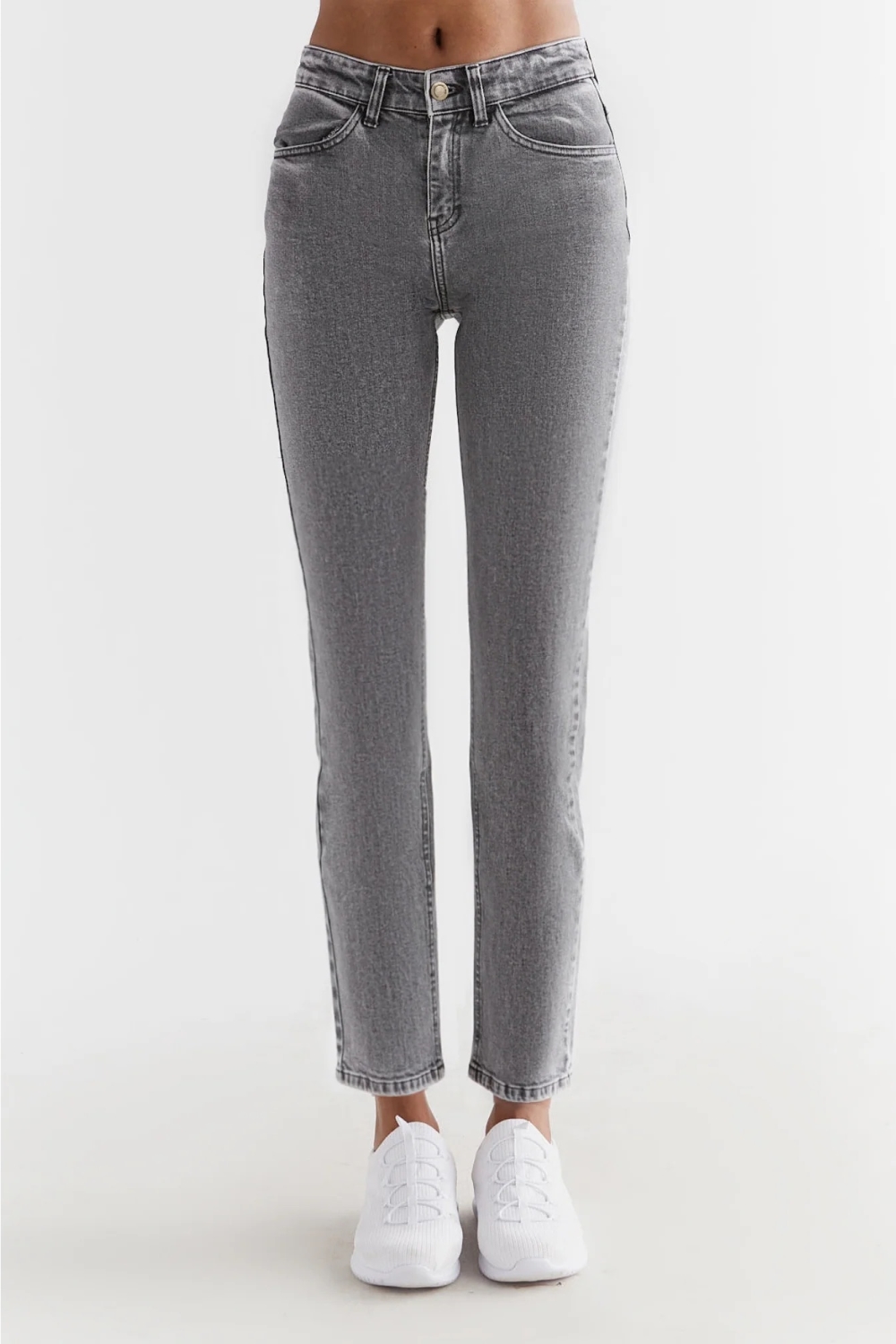 Evermind  Jeans Met Rechte Strijkzool Grijs